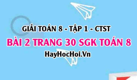 Giải bài 2 trang 30 Toán 8 Tập 1 SGK Chân trời sáng tạo